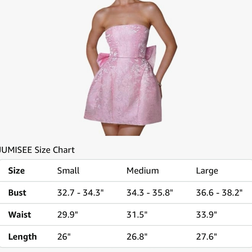 Elegant Pink Strapless Dress with Bow - Picture 4 of 4